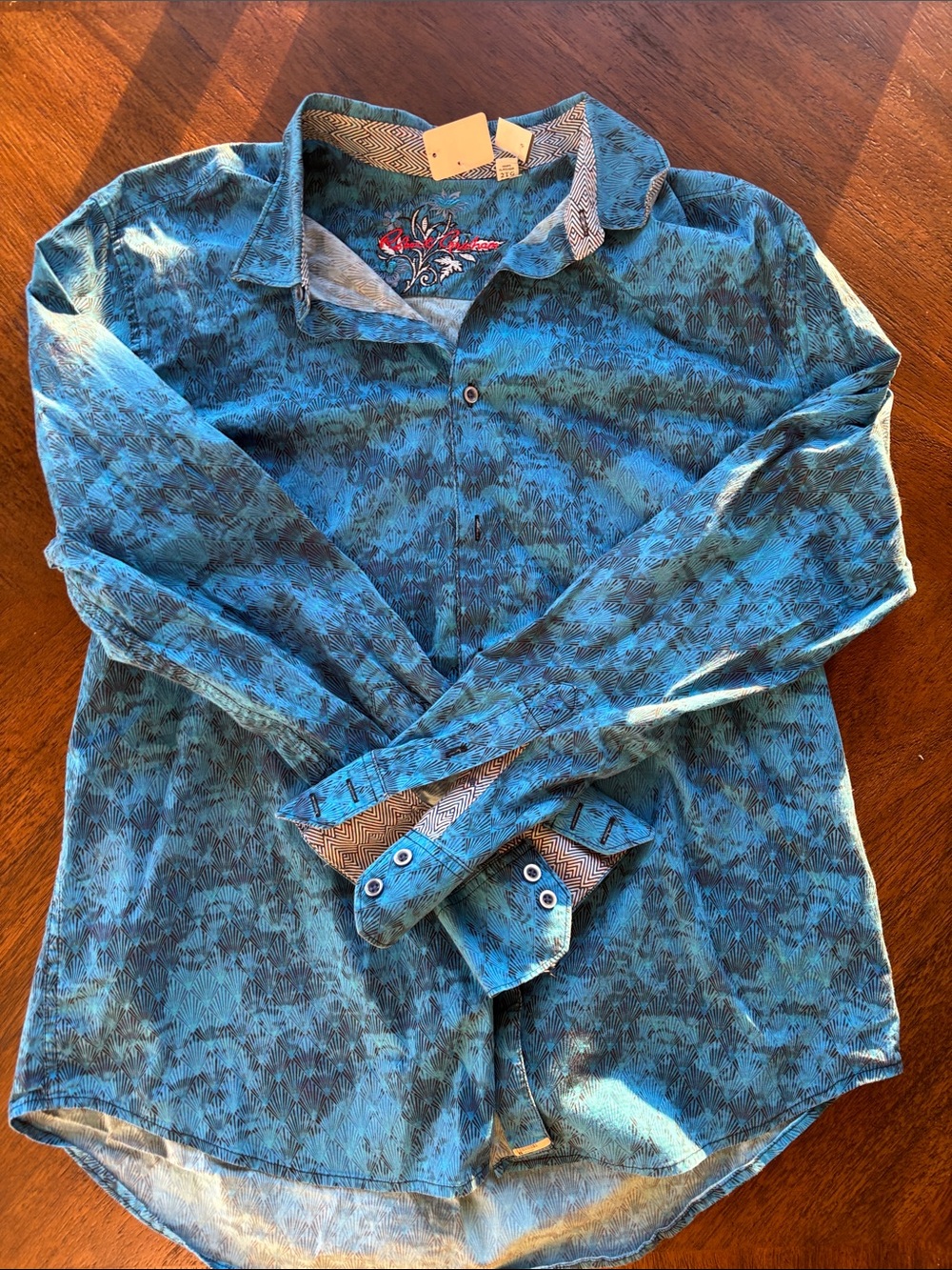 Robert Graham Teal & Black man’s ' Button-Down Shirt